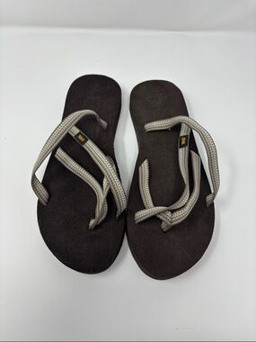 Teva Dark Brown Sandals with Light Beige Straps 9